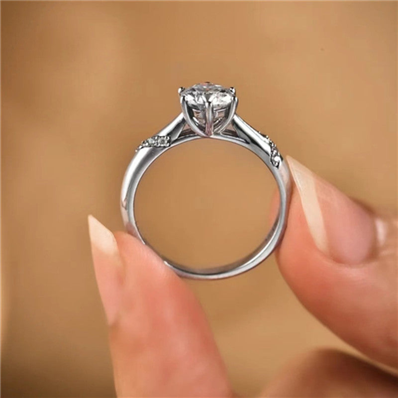 Anillo de Compromiso clásico de Moissanita, en Plata de Ley 925, color D