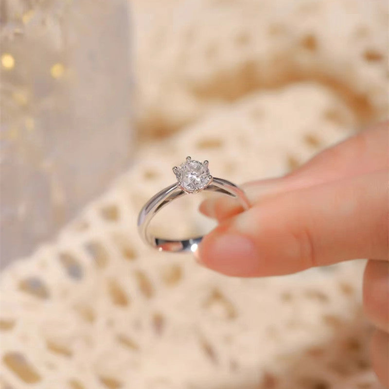Anillo de Compromiso Moissanita – Plata 925, Certificado Incluido