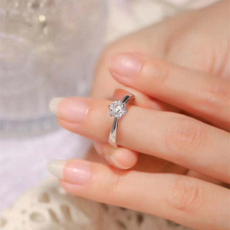 Anillo de Compromiso Moissanita – Plata 925, Certificado Incluido