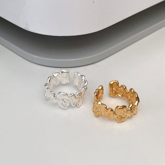 Anillo Abierto de Plata 925 Diseño Irregular Texturizado