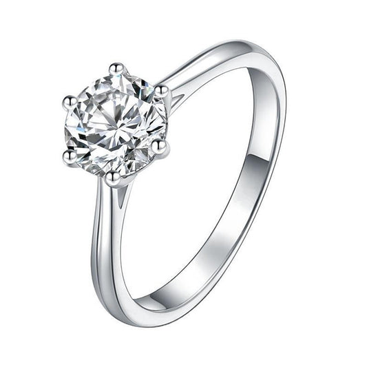 Anillo de Compromiso Moissanita – Plata 925, Certificado Incluido