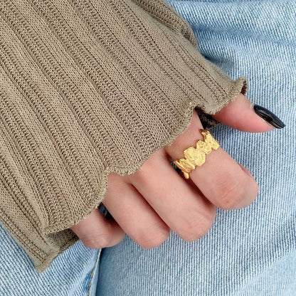 Anillo Abierto de Plata 925 Diseño Irregular Texturizado